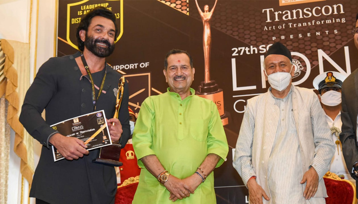 Bobby Deol felicitated with the Award for 'Best Actor OTT Star' for Aashram at the 27th Lions Gold Awards 2021