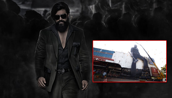 KGF Chapter 2: The craze of the film gets on to the next level with 100 feet large cut out of 'Rocky Bhai'
