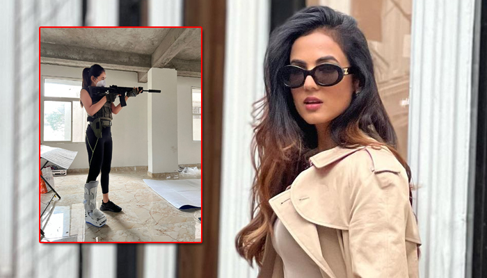 The Ghost: Ignoring Foot Fracture, Sonal Chauhan completes the action sequences - Watch Video