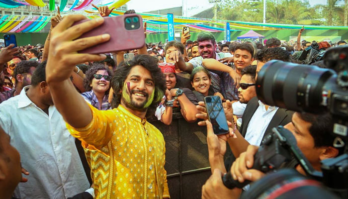 Nani celebrates Holi with fans in Mumbai: 'I would like to say that Dasara is an Indian film, Not northern or southern'