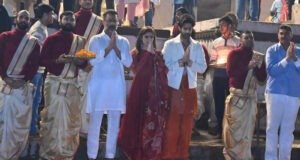 Azaad: Aaman Devgan, Rasha Thadani & Abhishek Kapoor perform the Enchanting Ganga Aarti in the Spiritual Heart of Varanasi