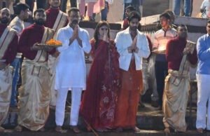 Azaad: Aaman Devgan, Rasha Thadani & Abhishek Kapoor perform the Enchanting Ganga Aarti in the Spiritual Heart of Varanasi