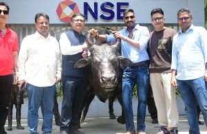 Ajay Devgn Ushers in Akshaya Tritiya with a Grand Bell-Ringing Ceremony at NSE Ahead of Raid 2 Release! Ajay Devgn Ushers in Akshaya Tritiya with a Grand Bell-Ringing Ceremony at NSE Ahead of Raid 2 Release!