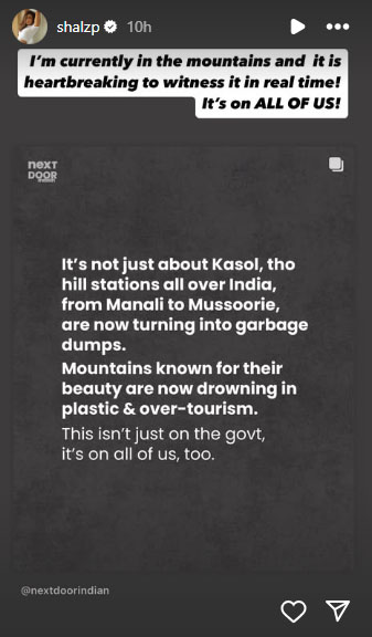 Shalini Pandey Raises Her Voice against Mountain Garbage while shooting her film Rahu Ketu in Kasol