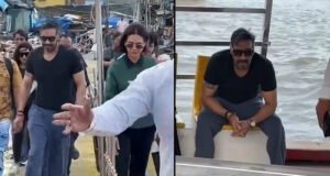 Ajay Devgn and Esha Gupta Spotted At Versova Jetty as they headed to Madh Island for Dhamaal 4